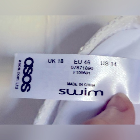 *3 for $20* ASOS White Eyelet Bikini Top, Unique Double Braided Straps, sz 14 - Picture 8 of 9